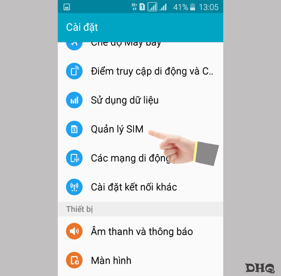 Chọn Quản lý Sim